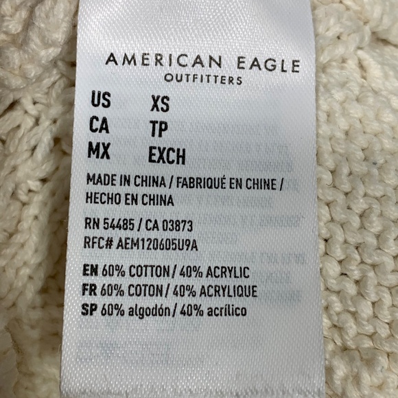 American Eagle Women’s Cable Knit Sweater XS White Green Stripe Cotton Blend - Picture 6 of 7